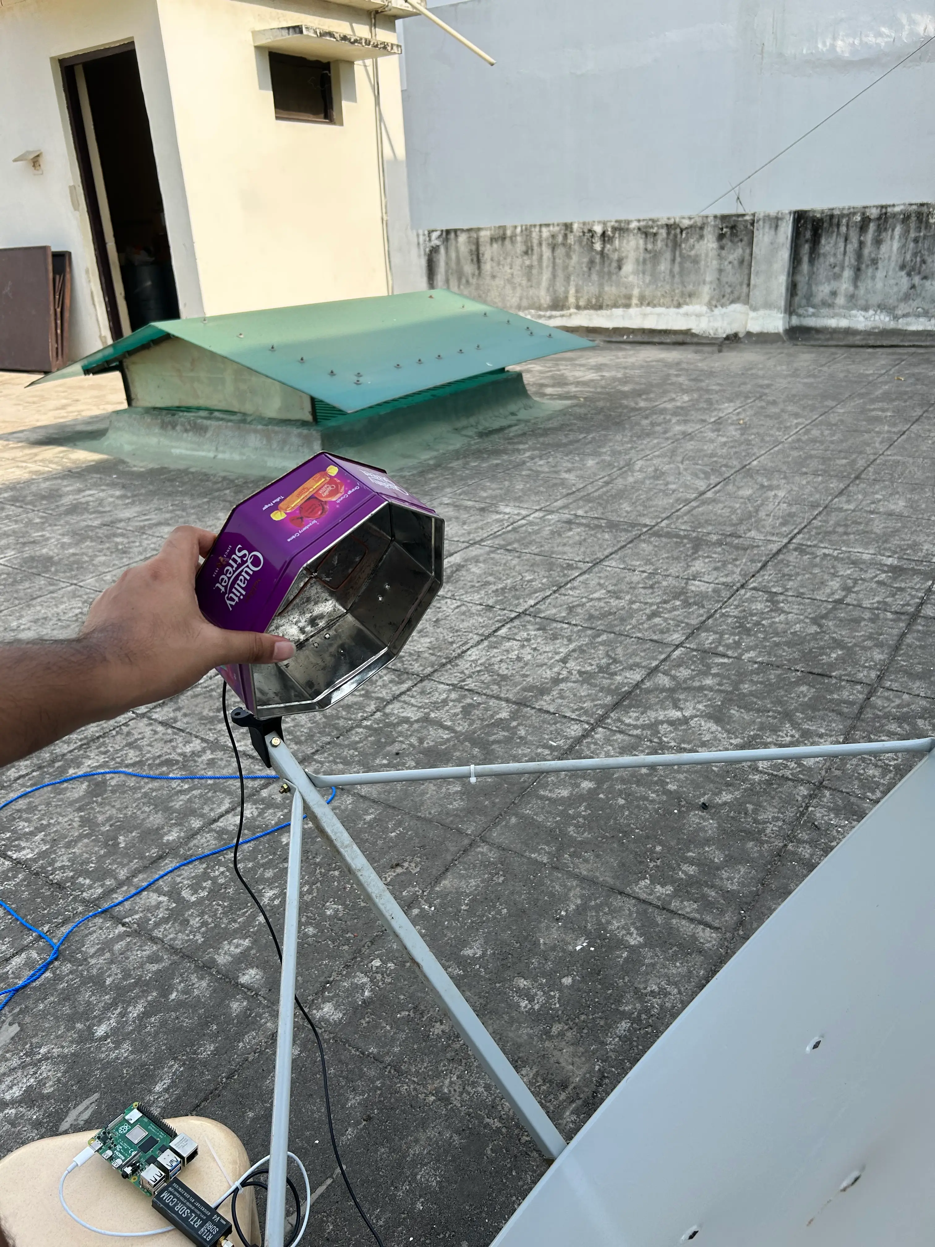 Biquad pointing toward GK-2A mounted on the parabolic 100cm dish in lucknow