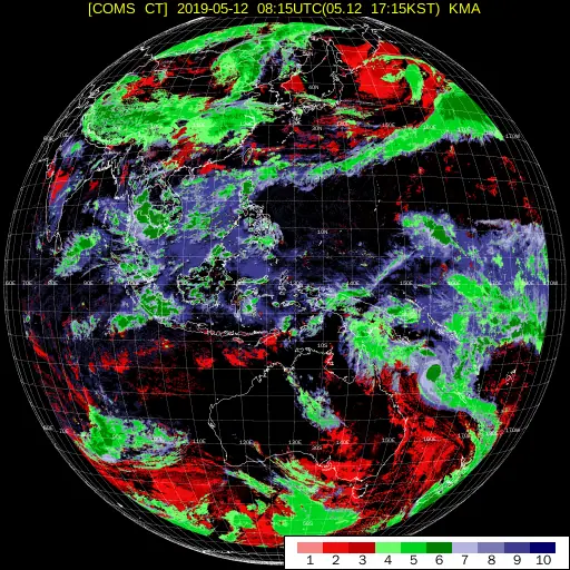 COMS-1 (Chollian) Additional data · cloud type 2019-05-12 · 09:30Z