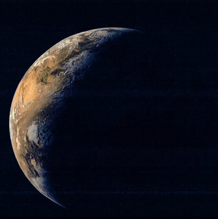 FENGYUN-2G Visible + infrared false colour 2026-07-14 · 13:00Z